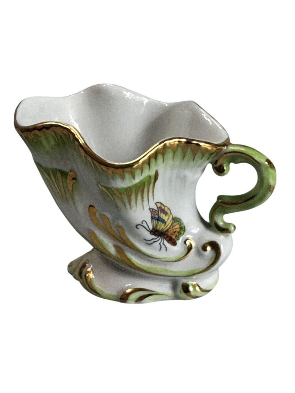 Herend Queen Victoria Cornucopia Creamer Rare Butterfly Shell Porcelain 3" - Picture 3 of 7